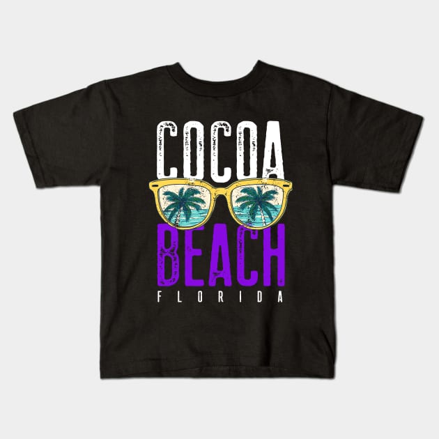 Cocoa Beach Florida Gifts Palm Trees Retro Souvenirs Cocoa Beach Florida Kids T-Shirt by Happy Lime